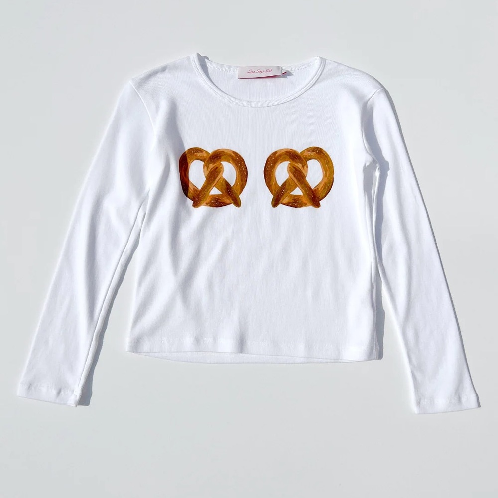 Lisa Says Gah White Pretzel Baby Long Sleeve XS